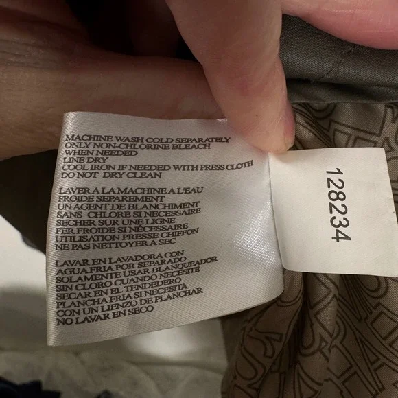 Michael Kors Olive Green Waxed Utility Jacket Women XL Pockets Zip Snap Military - Picture 8 of 9